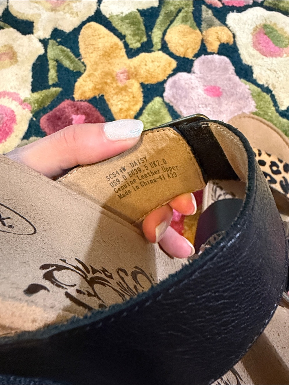 Aetrex Leopard Print Slide Sandals with Black Buckle Strap - Picture 2 of 4